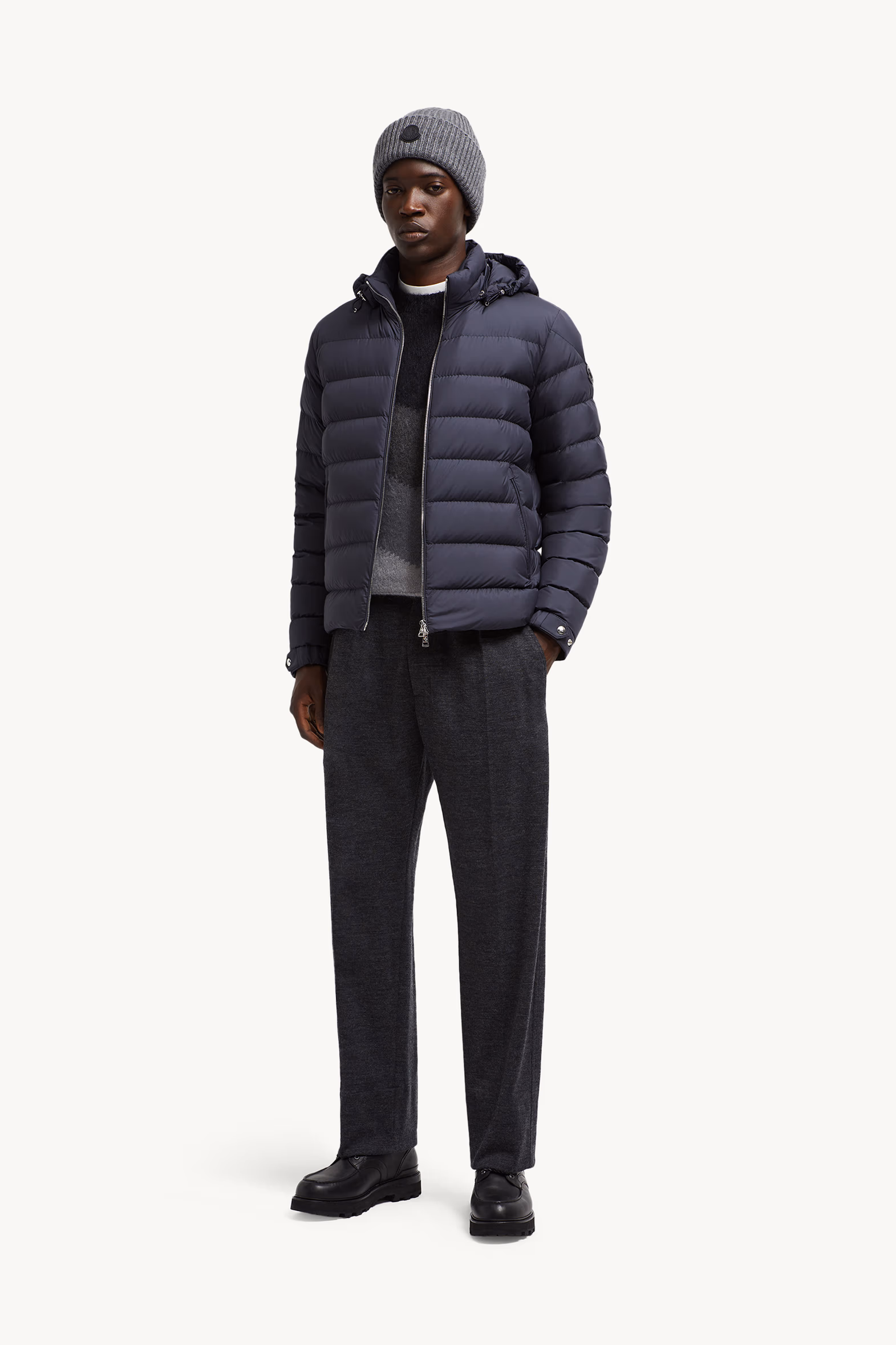 Arneb Hooded Short Down Jacket Men Navy Blue Moncler 0